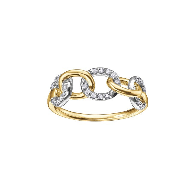 10K Yellow Gold Chain Ring with Diamonds