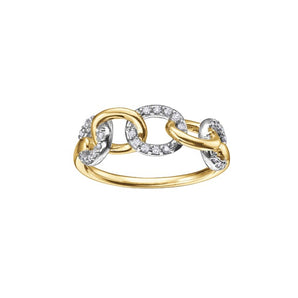 10K Yellow Gold Chain Ring with Diamonds
