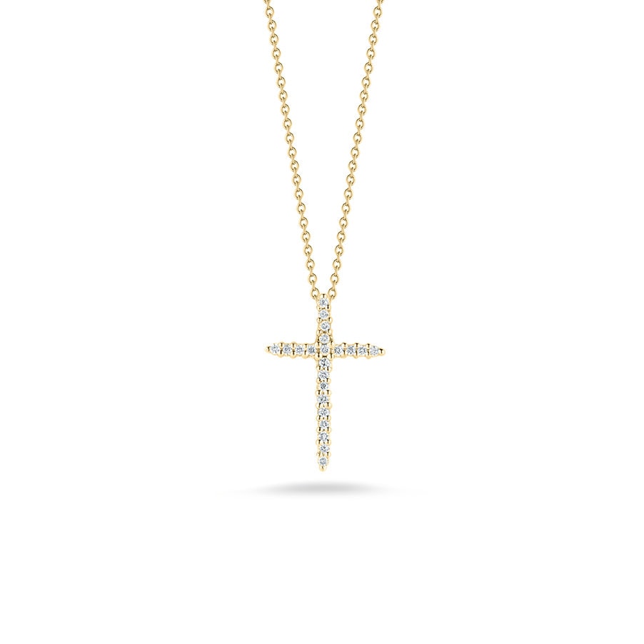 Roberto Coin 18KY Small Diamond Cross Necklace
