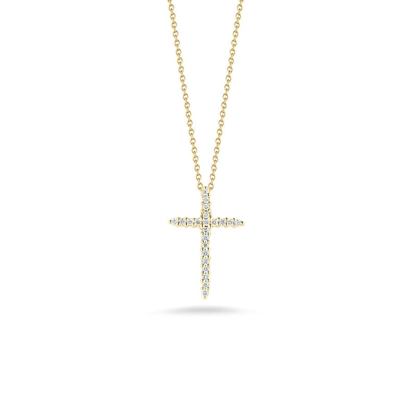 Roberto Coin 18KY Small Diamond Cross Necklace