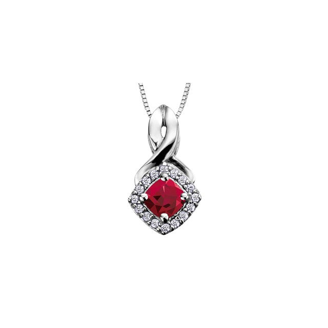 10KW White Gold Garnet and Diamond Necklace