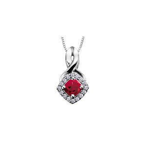 10KW White Gold Garnet and Diamond Necklace