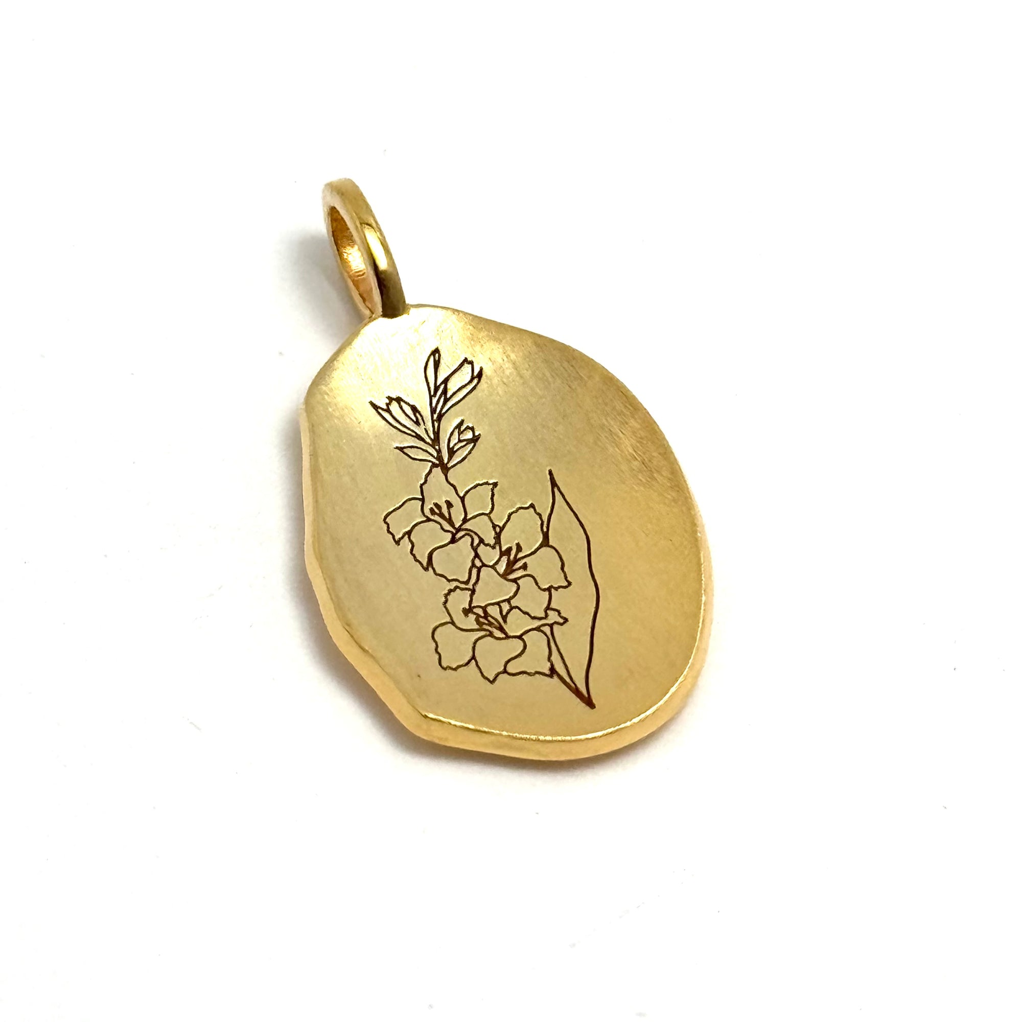 Custom Gold Plated Silver Organic Engraved Pendant