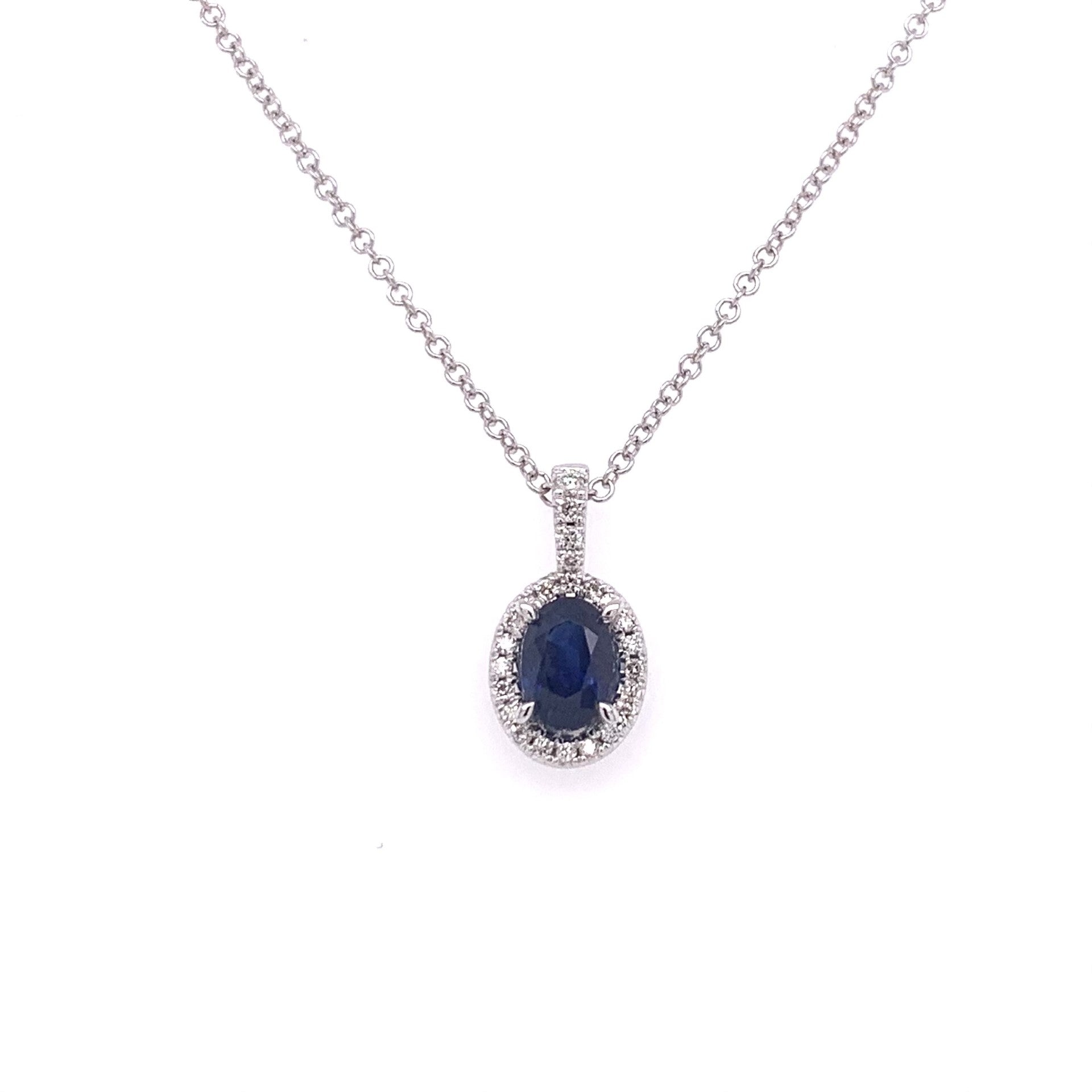 10K White Gold Sapphire and Diamond Necklace