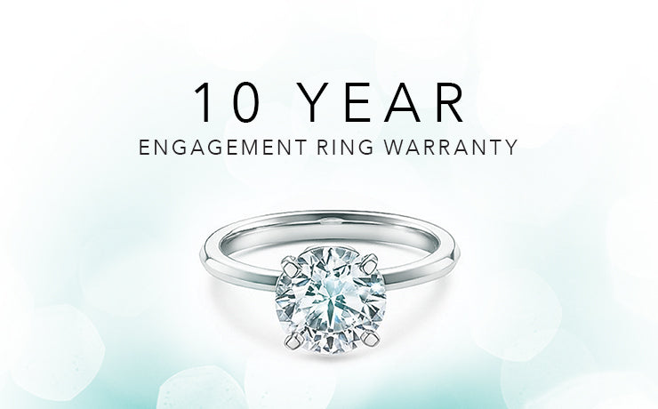 Our 10 Year Engagement Ring warranty with a solitaire diamond ring.