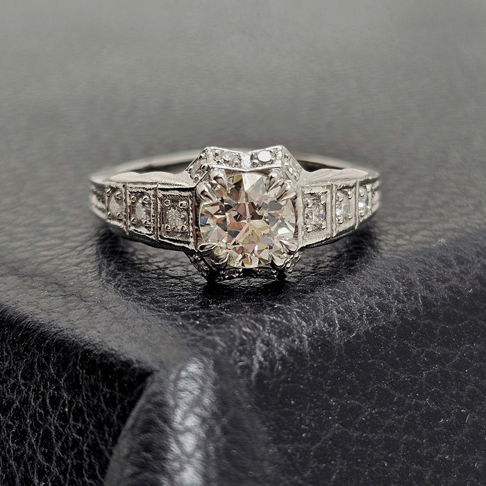 Custom Platinum Vintage Engagement Ring Mount