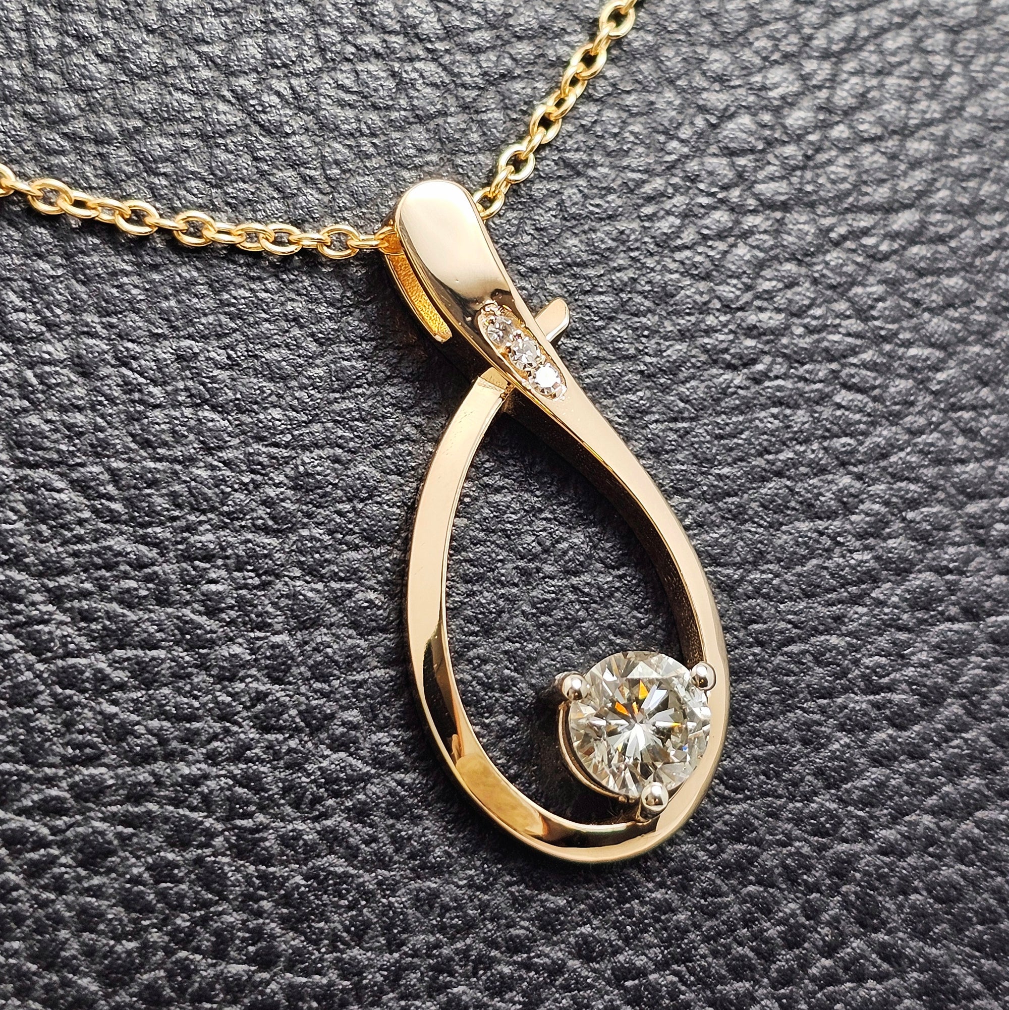 Custom 14K Yellow Gold Abstract Multi-Diamond Pendant
