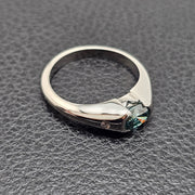 Custom Platinum Half Bezel Treated Blue Diamond Ring