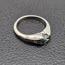 Custom Platinum Half Bezel Treated Blue Diamond Ring