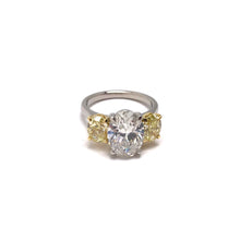 3.01ct Oval Diamond & Yellow Diamond Three Stone Ring