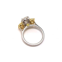 3.01ct Oval Diamond & Yellow Diamond Three Stone Ring