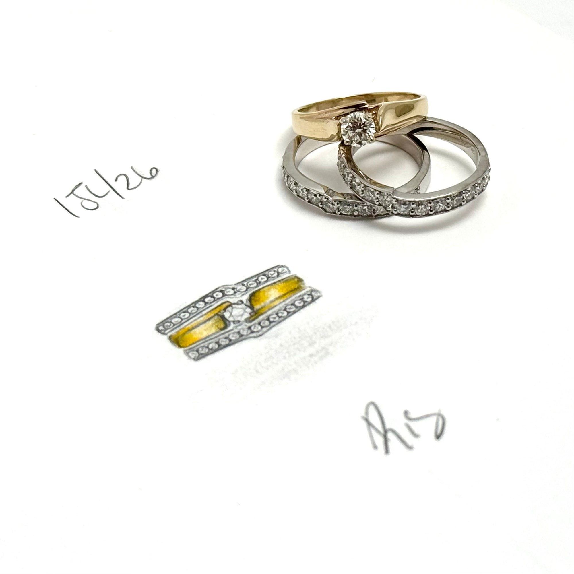 Custom 14K White Gold Notched Wedding Band