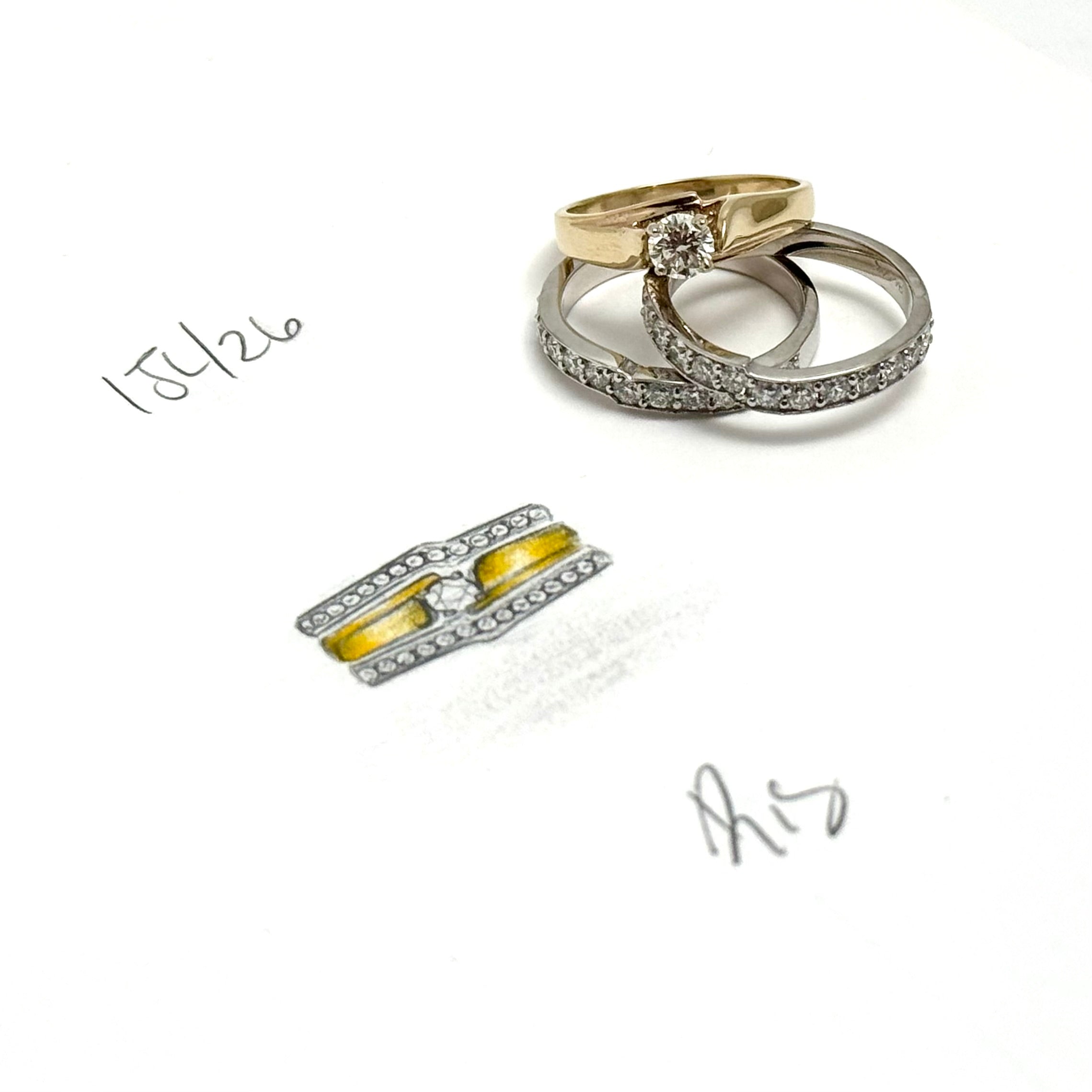 Custom 14K White Gold Notched Wedding Band