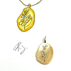 Custom Gold Plated Silver Organic Engraved Pendant