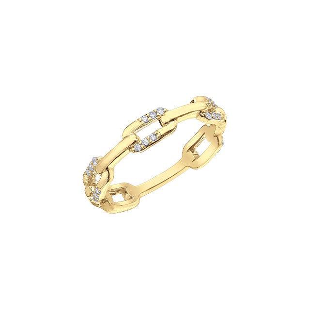 10K Yellow Gold Diamond Link Ring