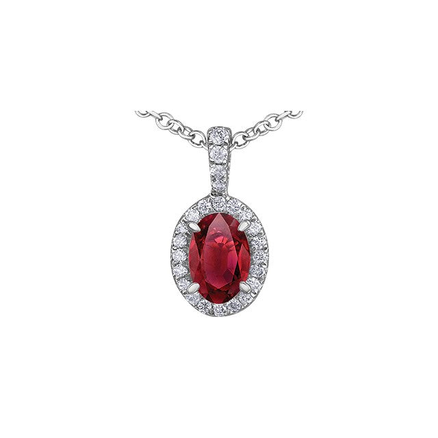 10K White Gold Ruby and Diamond Necklace