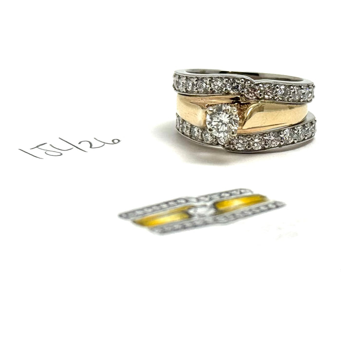 Custom 14K White Gold Notched Wedding Band