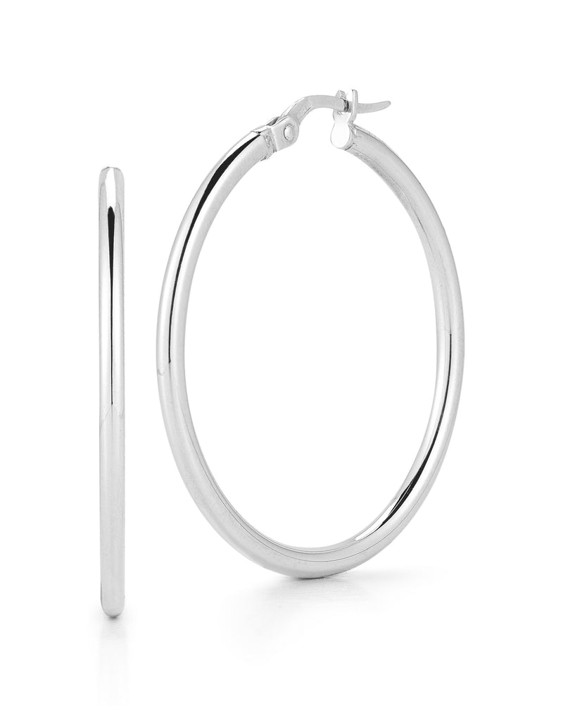 Roberto Coin 18K White Gold Classic 35mm Hoop Earrings