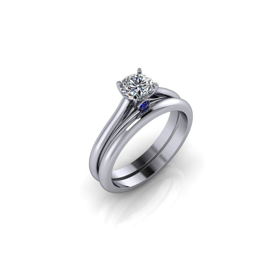 Solitaire Engagement Ring With Sapphire Accent
