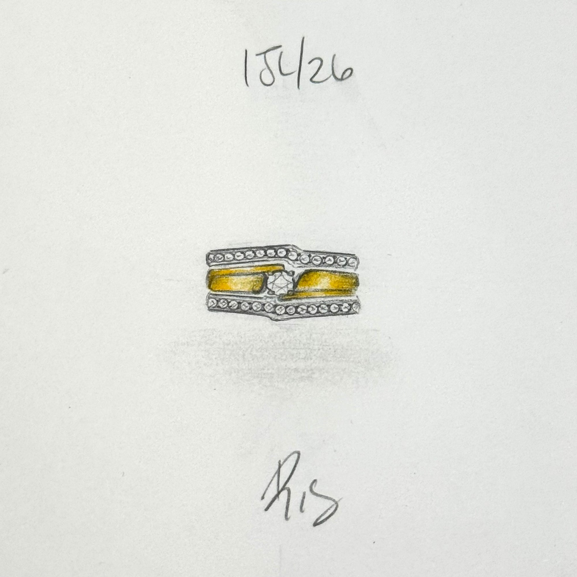 Custom 14K White Gold Notched Wedding Band