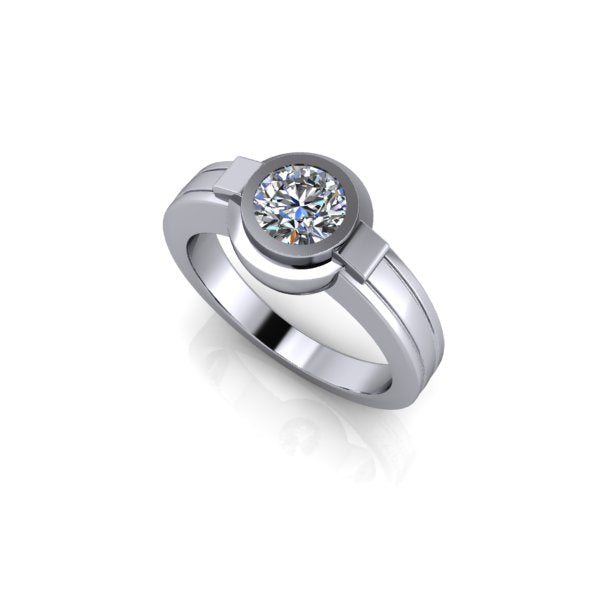 Platinum Men's Bezel Engagement Ring
