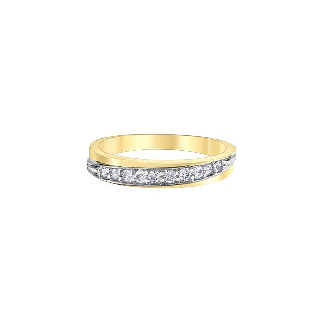 10K Yellow Gold Slanted Design Diamond Band