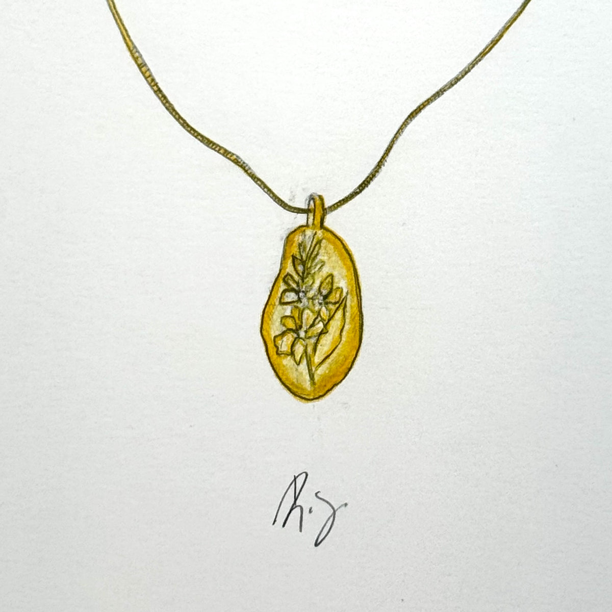 Custom Gold Plated Silver Organic Engraved Pendant