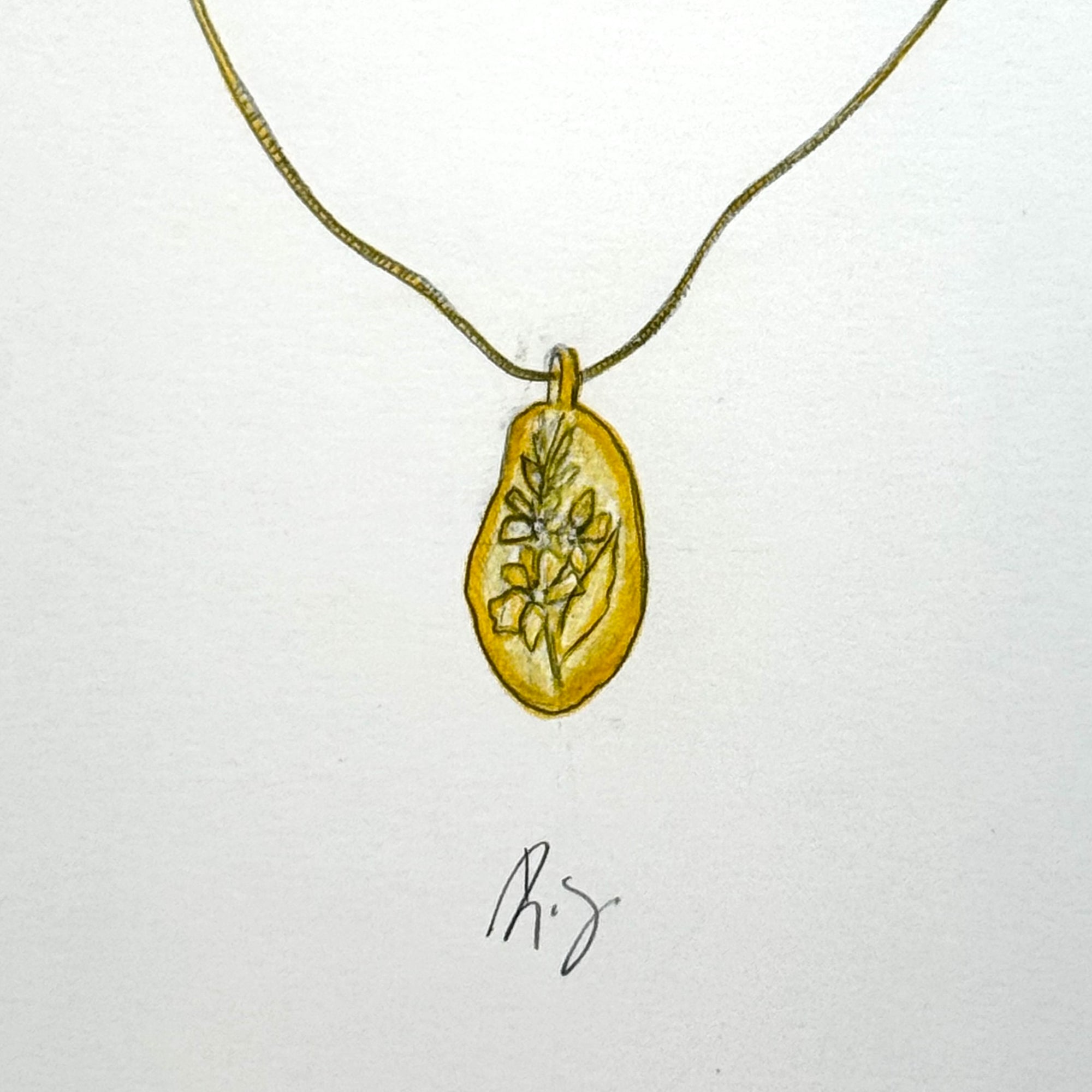 Custom Gold Plated Silver Organic Engraved Pendant