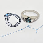 Custom Platinum Half Bezel Treated Blue Diamond Ring