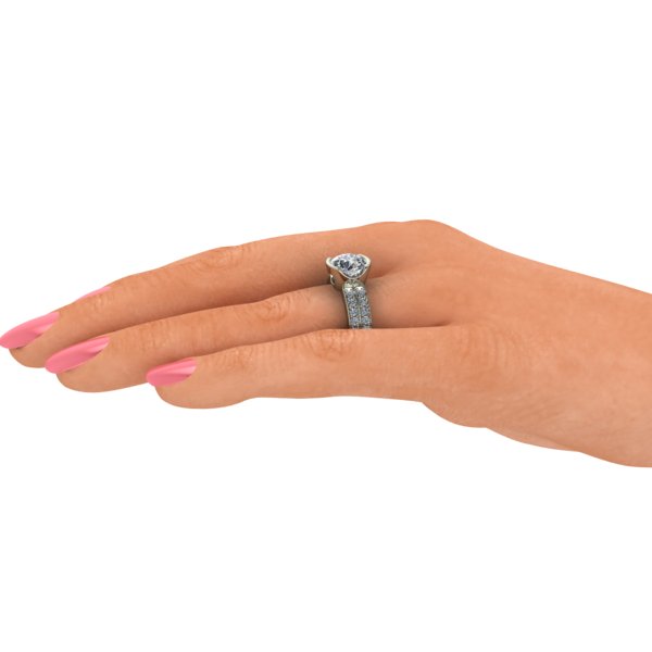 18K White Gold Double Shank Engagement Ring