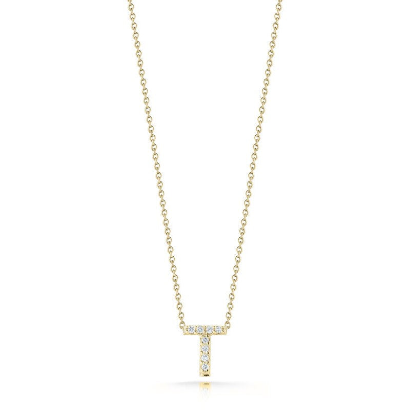 Roberto Coin 18K Diamond Love Letter Necklace "T"