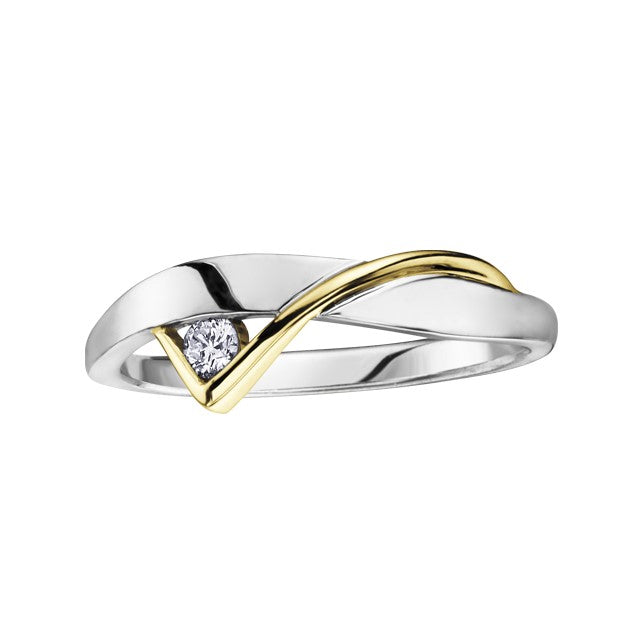 10K White and Yellow Diamond Ring