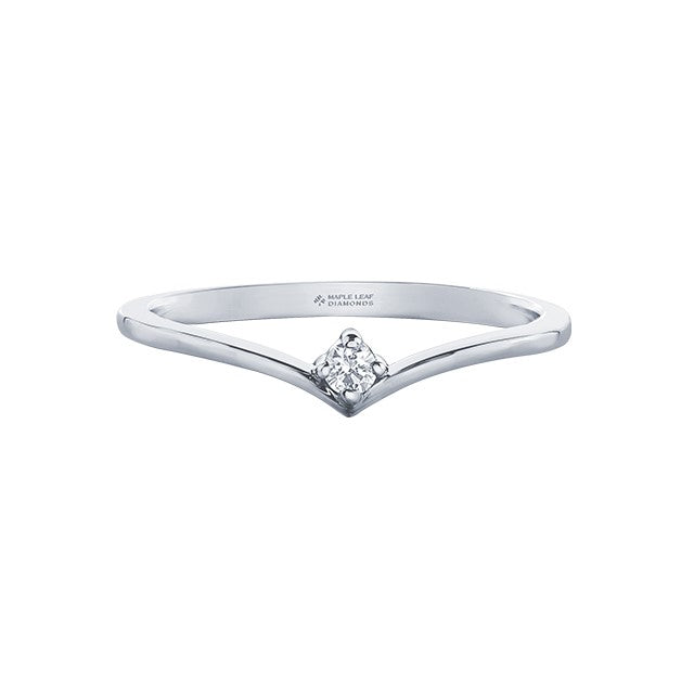 14K White Gold Maple Leaf Diamond Ring