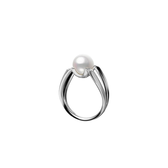 Mikimoto M Collection Akoya Cultured Pearl Ring in 18K White Gold