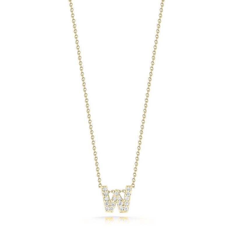 Roberto Coin 18K Diamond Love Letter Necklace "W"