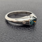 Custom Platinum Half Bezel Treated Blue Diamond Ring