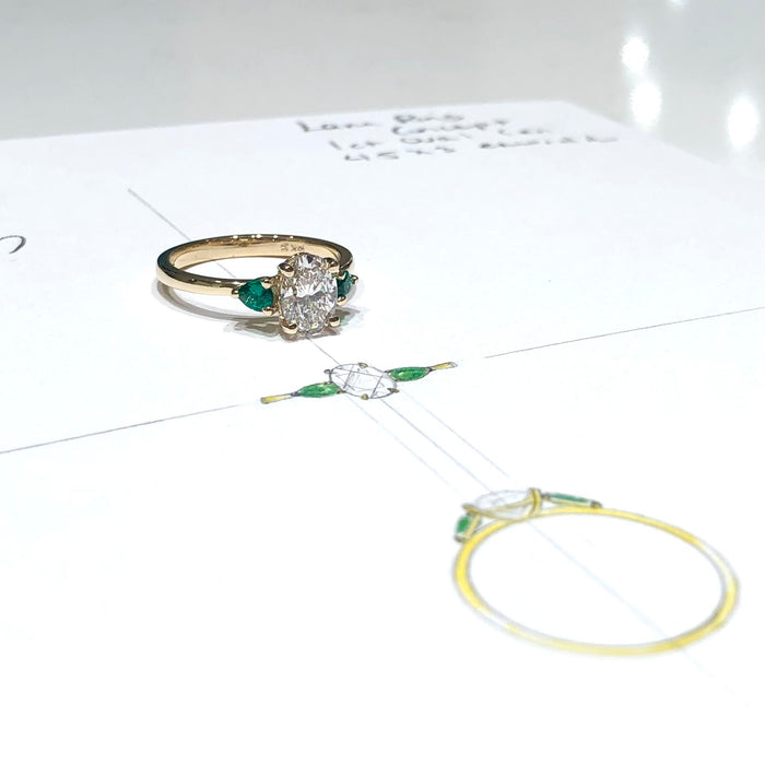 Lab Grown Diamond & Emerald Ring