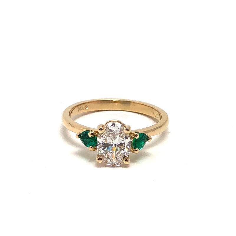 Lab Grown Diamond & Emerald Ring