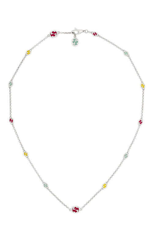 Gucci Silver Interlocking G Necklace with Coloured Enamel