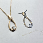 Custom 14K Yellow Gold Abstract Multi-Diamond Pendant