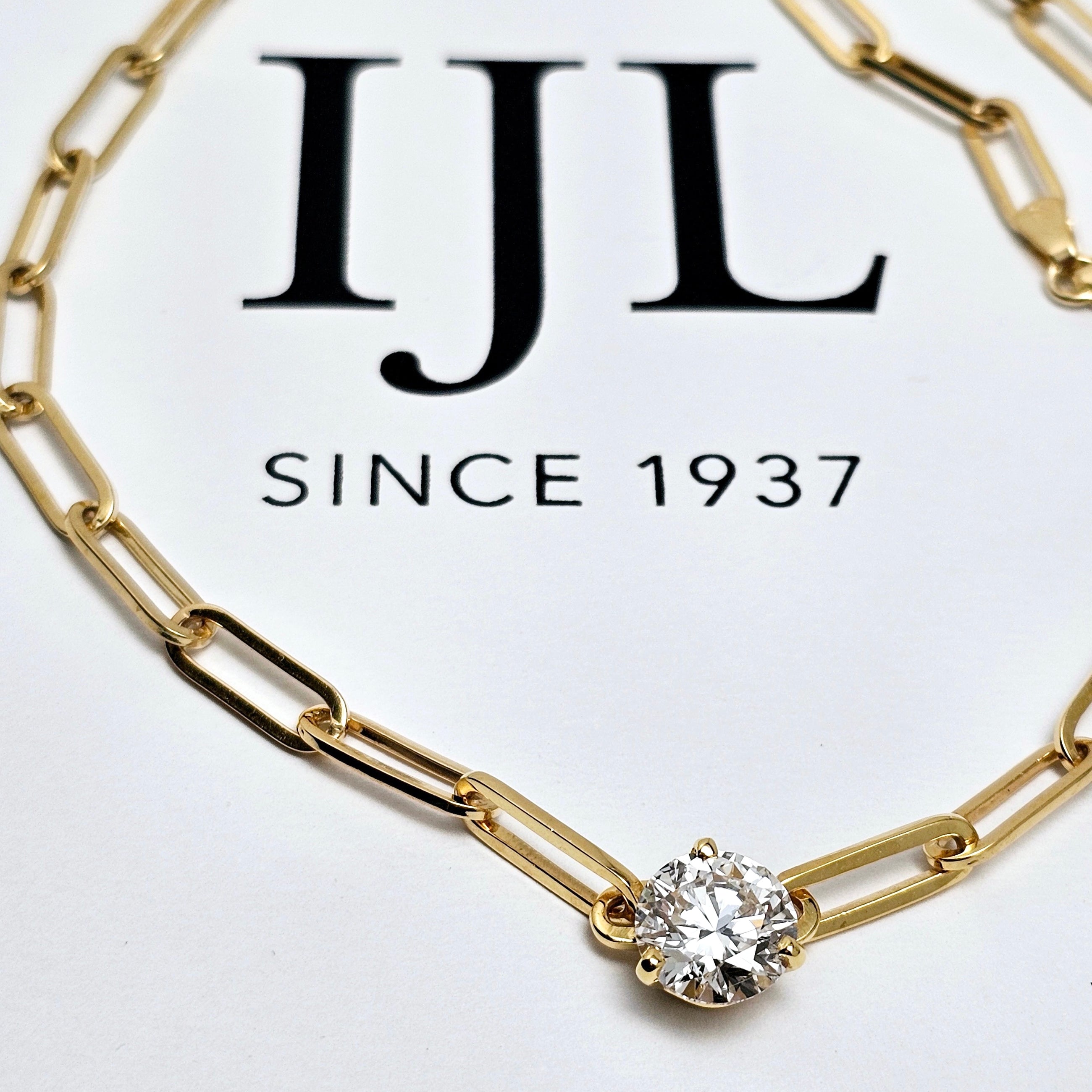 Custom 10K Yellow Gold 2.58ct Lab-Grown Diamond Paperclip Necklace