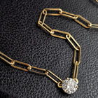 Custom 10K Yellow Gold 2.58ct Lab-Grown Diamond Paperclip Necklace