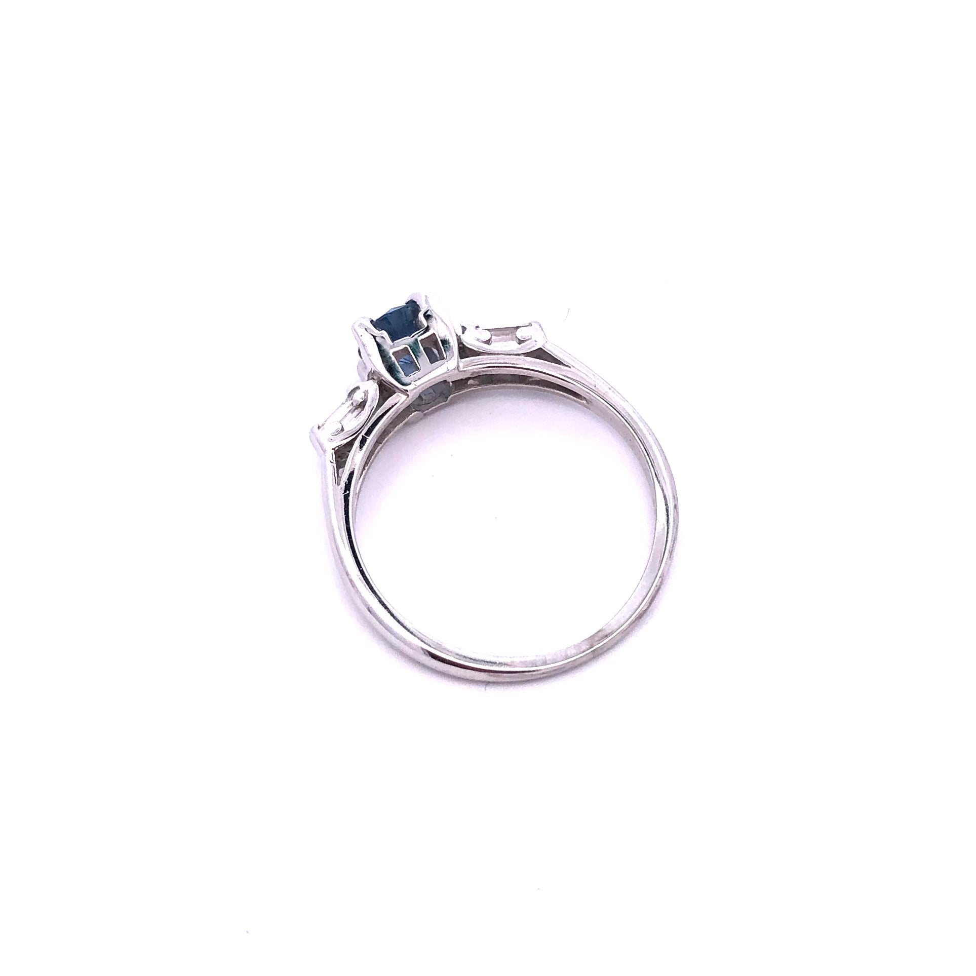 Estate 14KW Synthetic Blue Spinel Ring with Diamonds