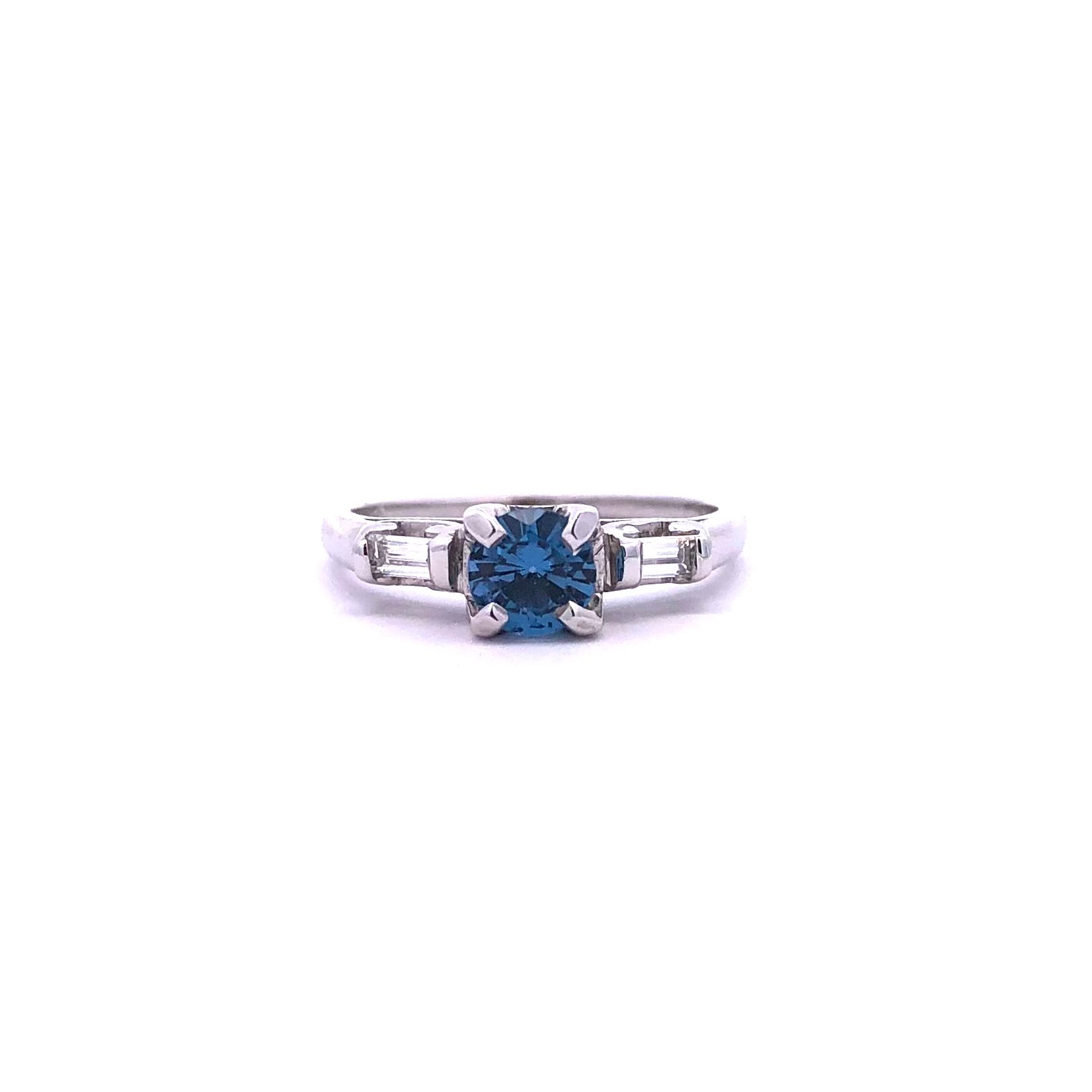 Estate 14KW Synthetic Blue Spinel Ring with Diamonds