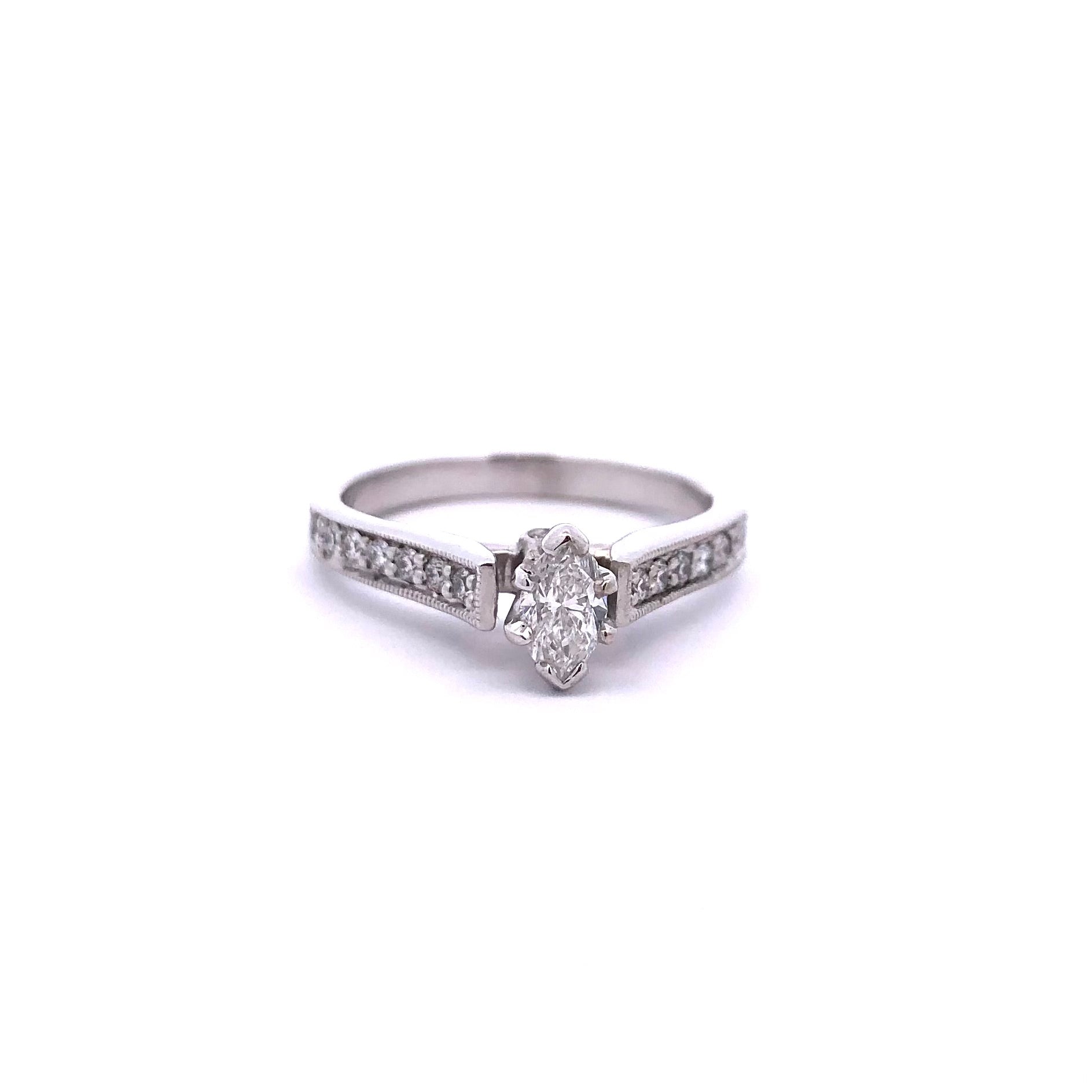 Estate 18KW 0.30ct Marquise Diamond Engagement Ring