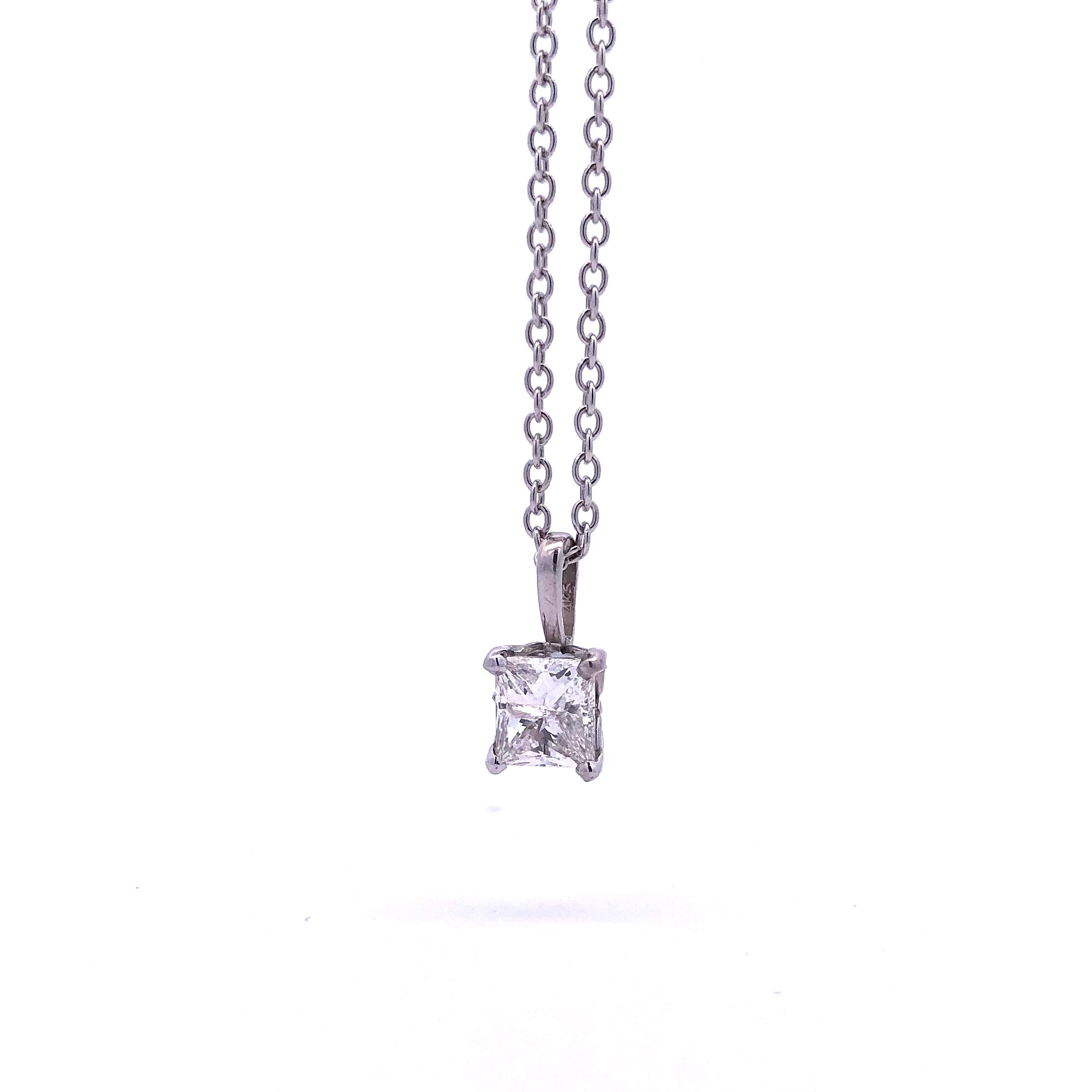 Estate 14KW 1.07ct Princess Cut Diamond Pendant with 10KW 18'' Chain