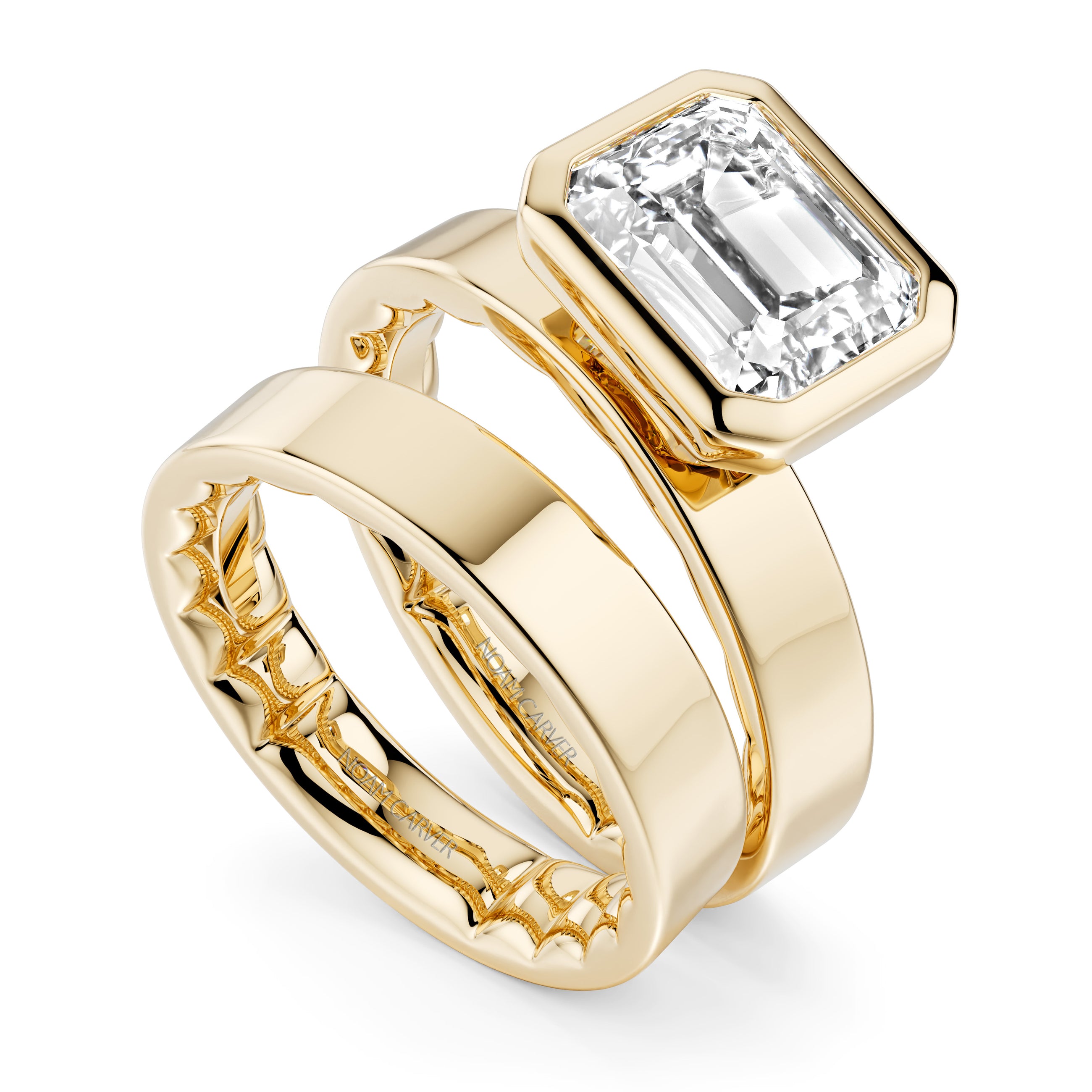 Noam Carver Luna Emerald Diamond Engagement Ring