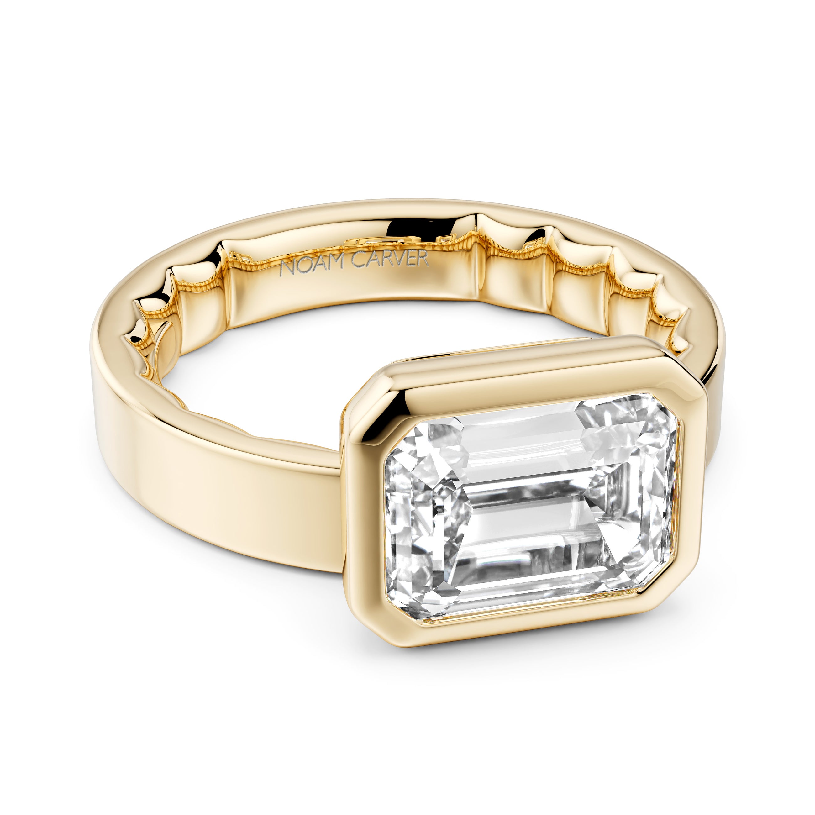 Noam Carver Luna Emerald Diamond Engagement Ring