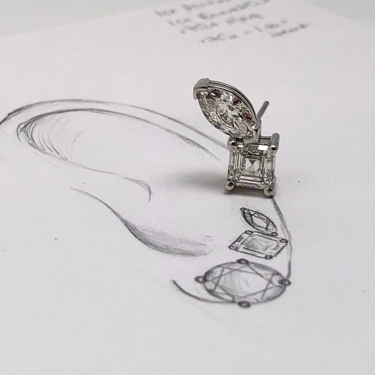 Platinum Asymmetrical Stud Diamond Earrings