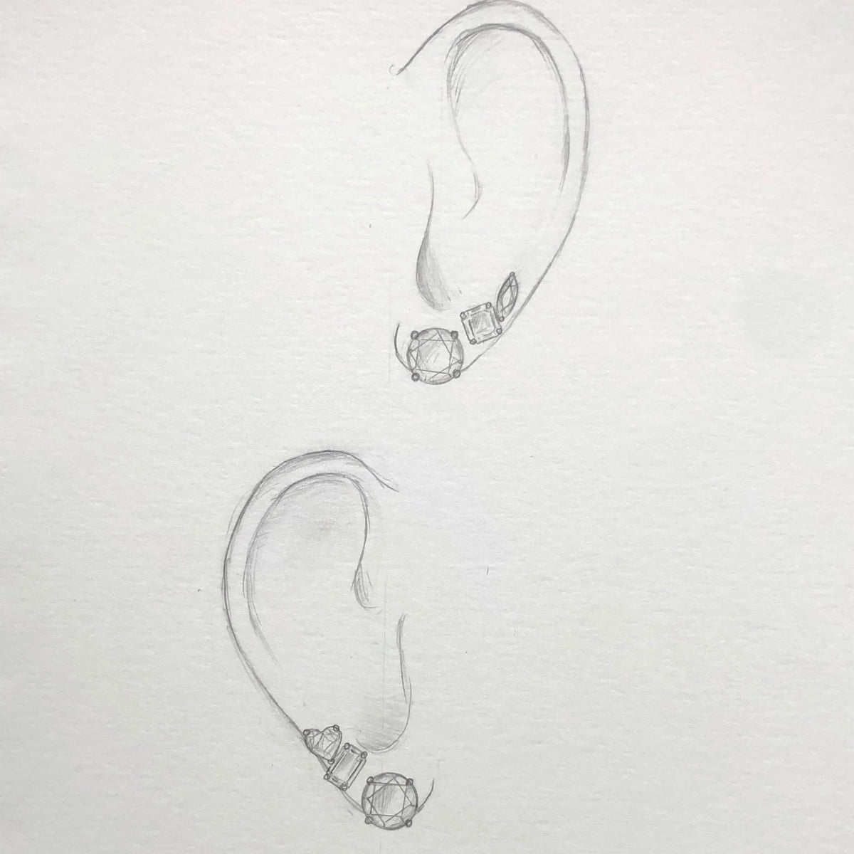 Platinum Asymmetrical Stud Diamond Earrings